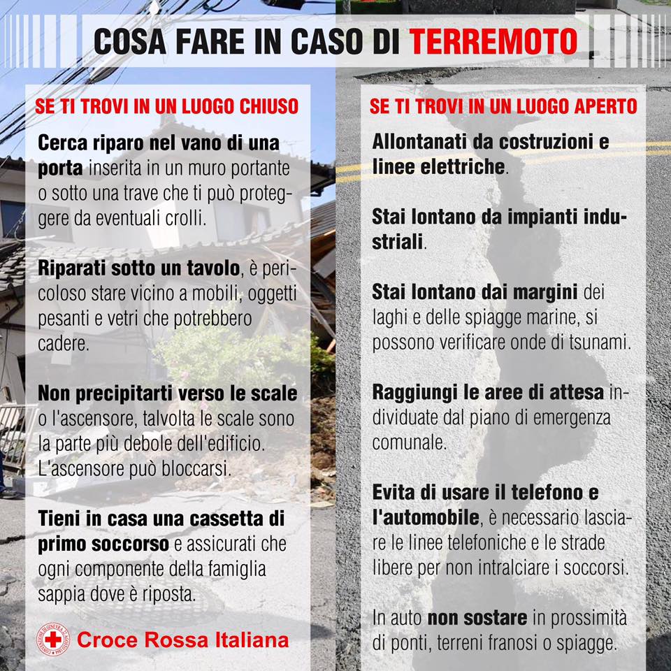 Cosa fare in caso di terremoto - What to do in case of an earthquake in Italian